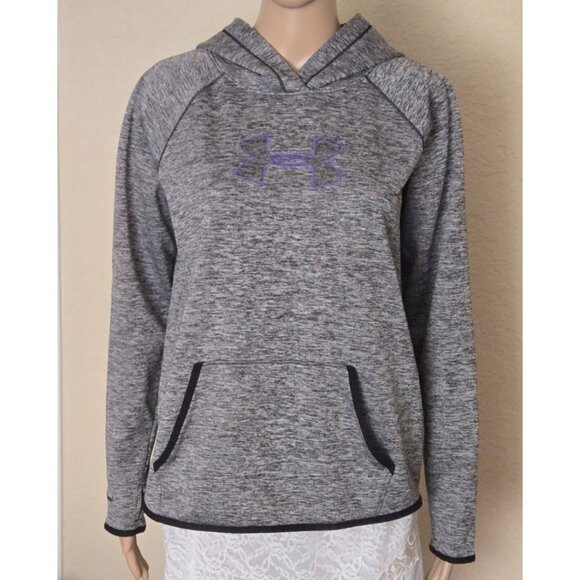 Under Armour Storm1 Loose Women's Heather Gray Purple Hoodie Sweatshirt size M - Picture 1 of 7